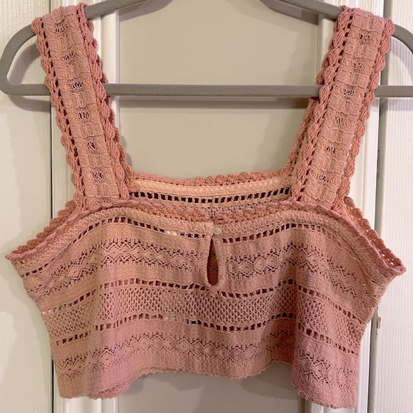 Aerie Crochet Crop Top BRAND NEW Medium in Peach - Picture 2 of 5